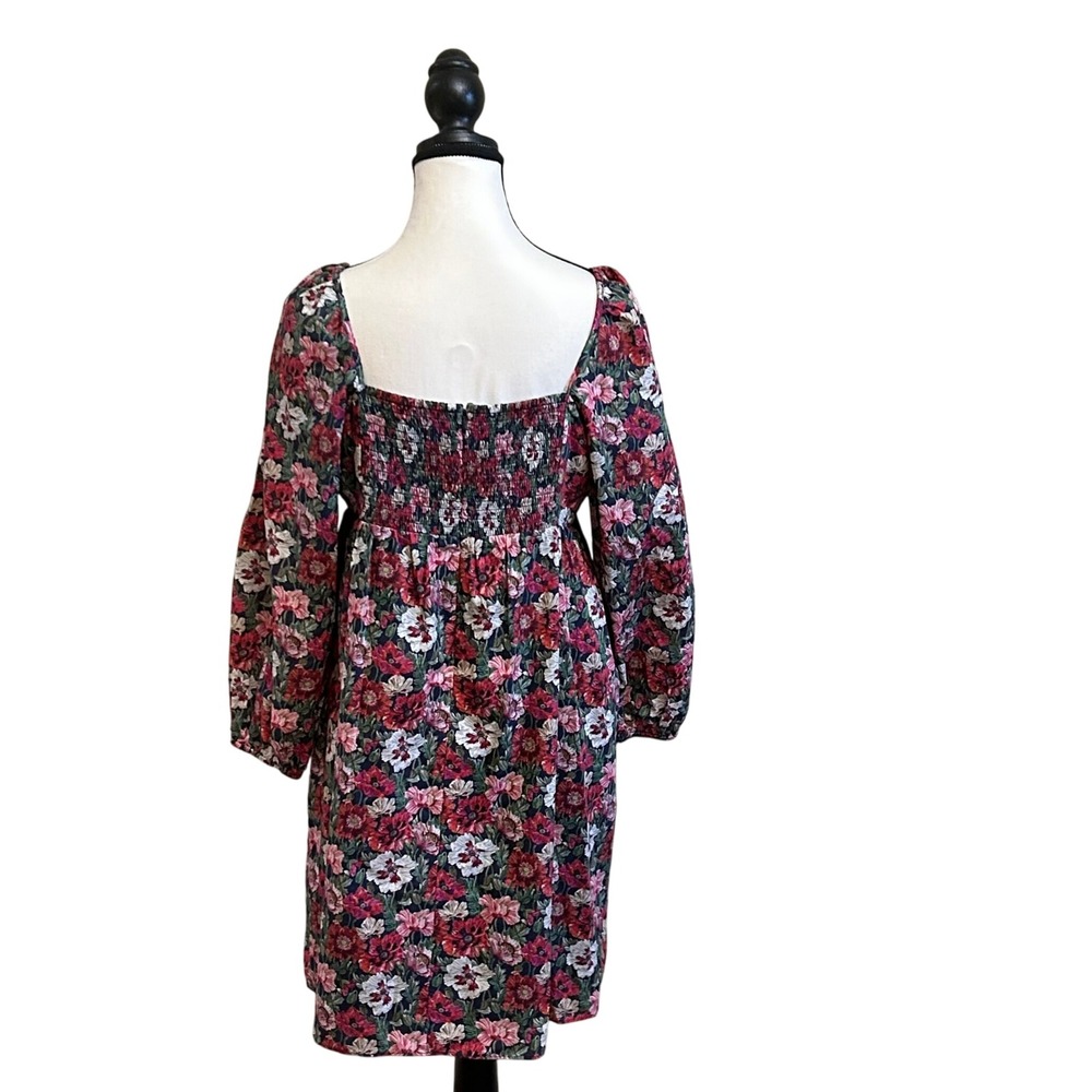 J. Crew Liberty Fabric Floral Square‎ Neck Puff Sleeve Smocked Dress Size 12 - Picture 2 of 10